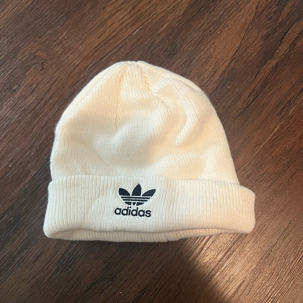 white adidas beanie